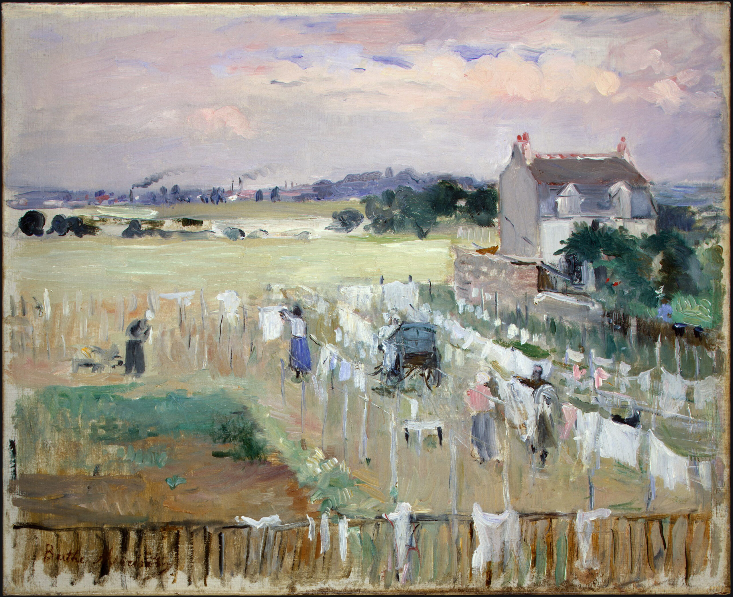 Hanging the Laundry out to Dry (1875) - Berthe Morisot Tablo