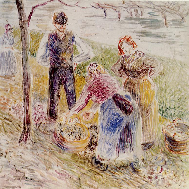 Harvesting Potatos (1884) - Camille Pissarro Tablo