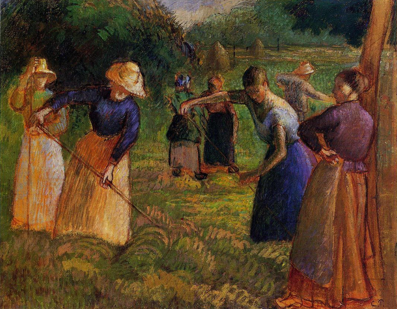 Haymaking in Eragny (1901) - Camille Pissarro Tablo