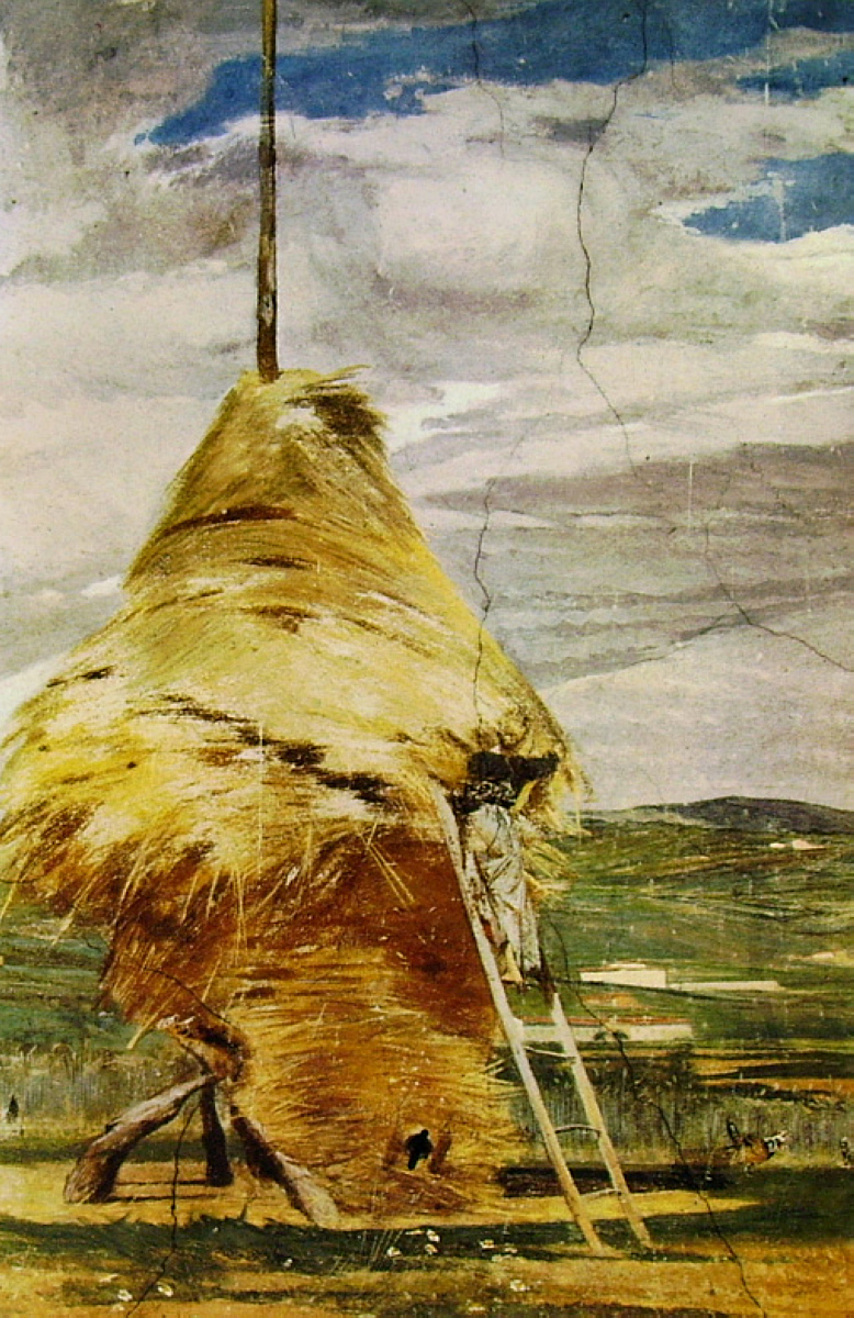 Haystack, eighth mural tempera from the villa La Falconiera (1868) - Giovanni Boldini Tablo