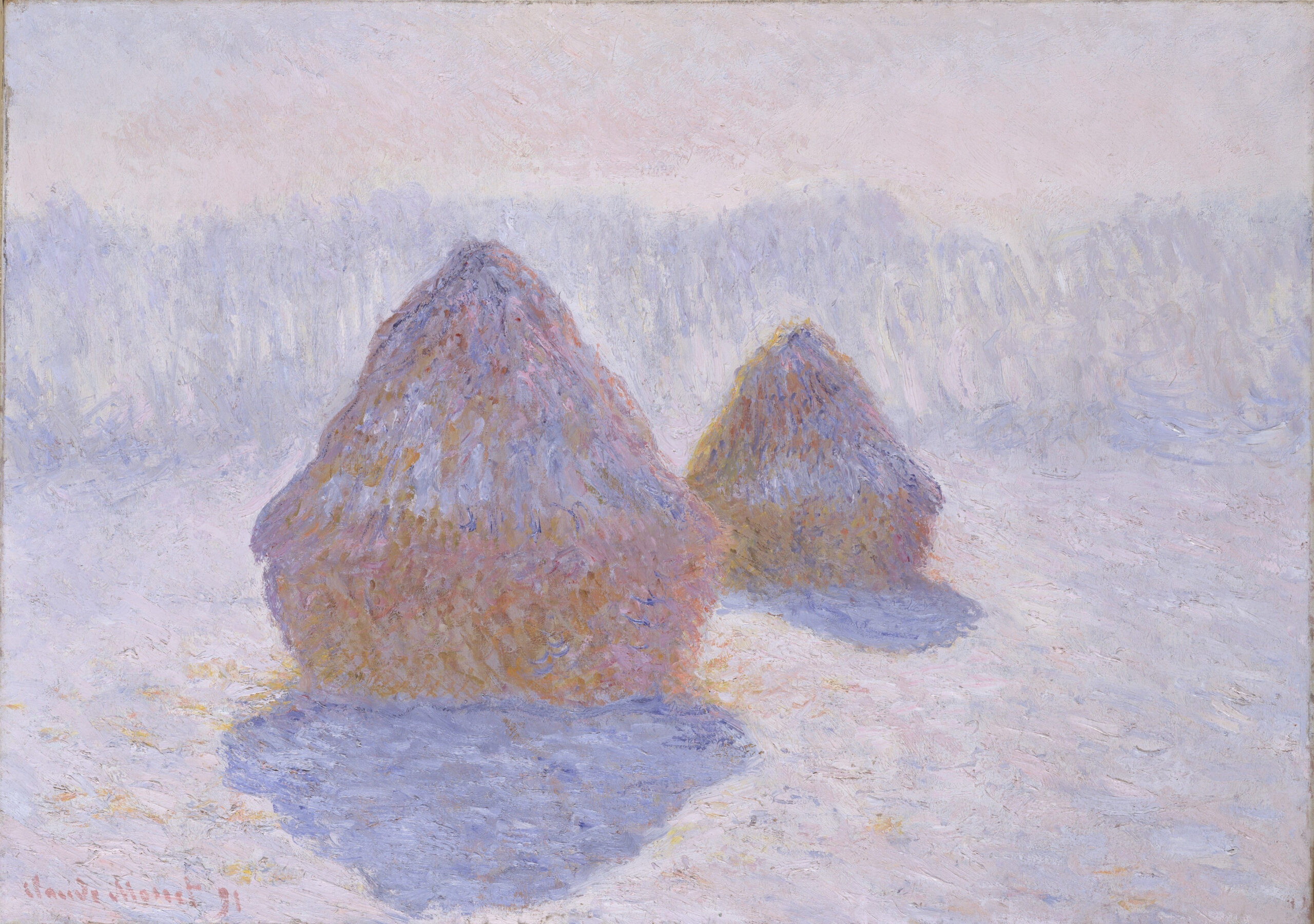 Haystacks (Effect of Snow and Sun) (1891) - Claude Monet Tablo