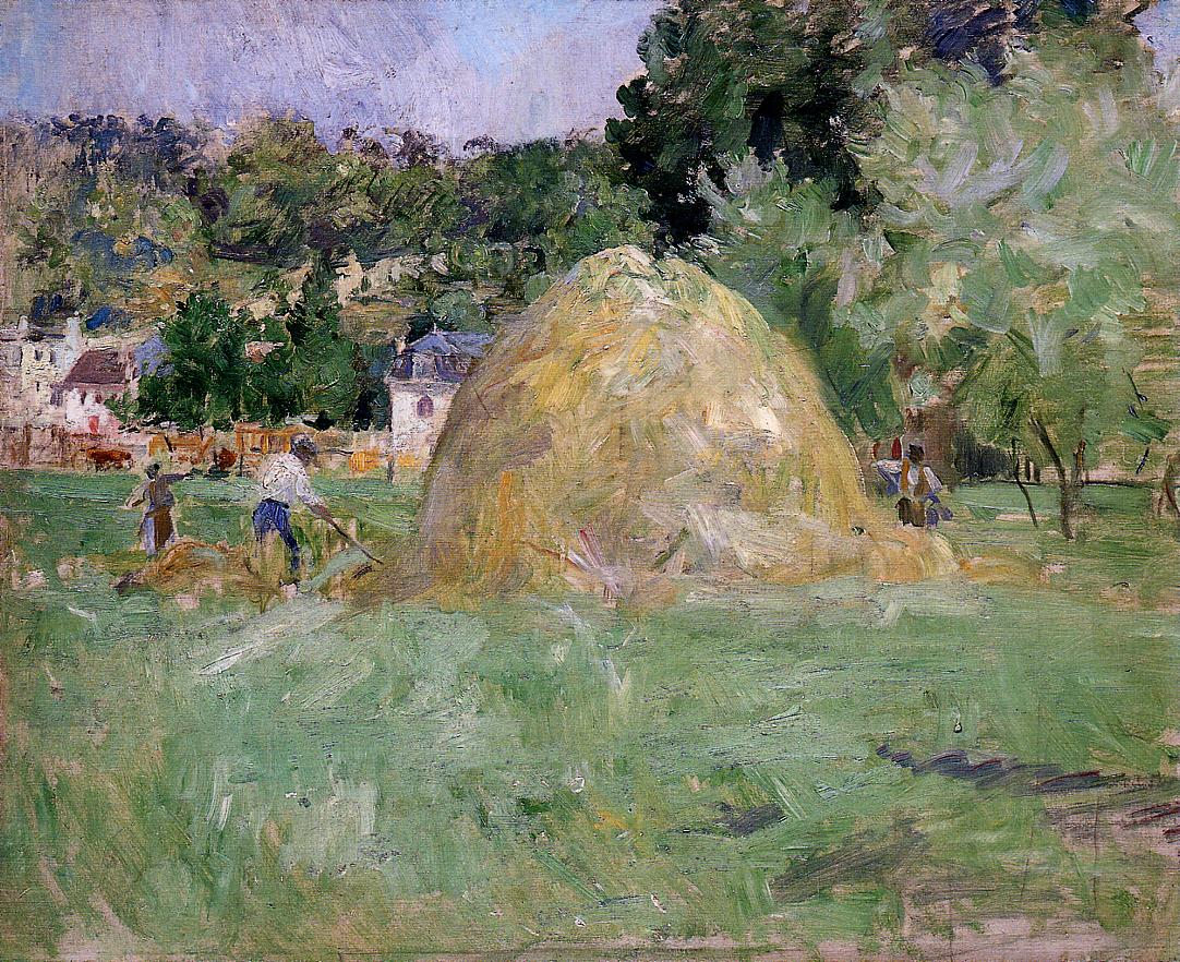 Haystacks at Bougival (1883) - Berthe Morisot Tablo