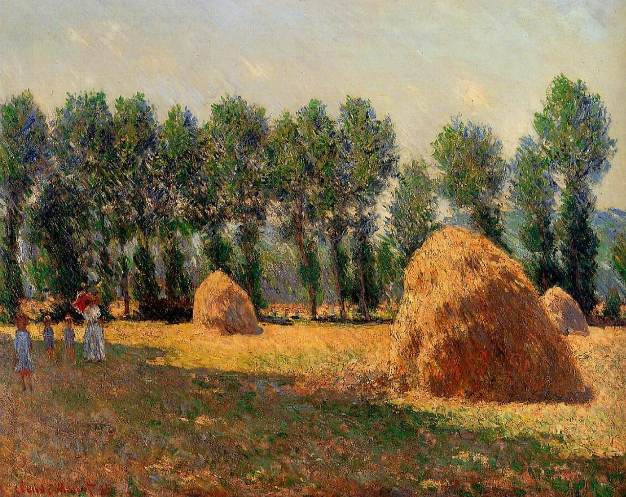 Haystacks at Giverny (1885) - Claude Monet Tablo