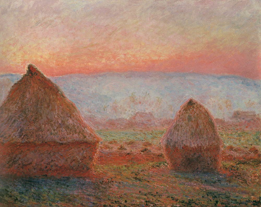 Haystacks at Giverny, the Evening Sun (1888) - Claude Monet Tablo