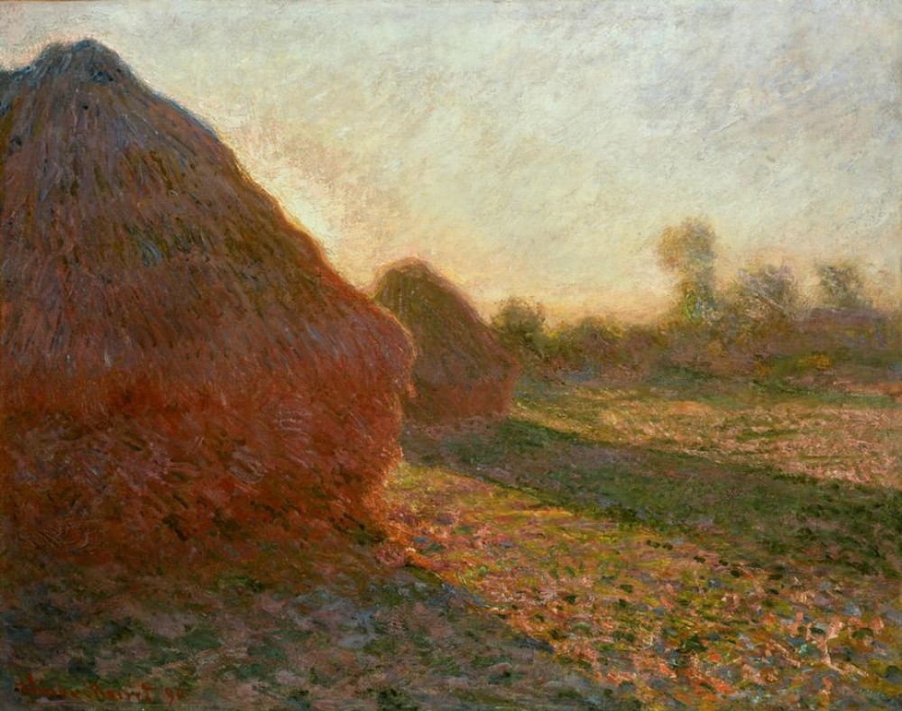 Haystacks, Last Sunrays (1890) - Claude Monet Tablo