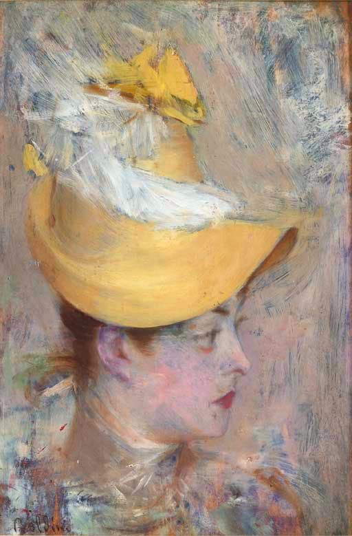 Head of a Lady with Yellow Sleeve (1890) - Giovanni Boldini Tablo