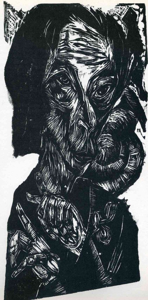 Head of a Sick Man. Self Portrait (1918) - Ernst Ludwig Kirchner Tablo