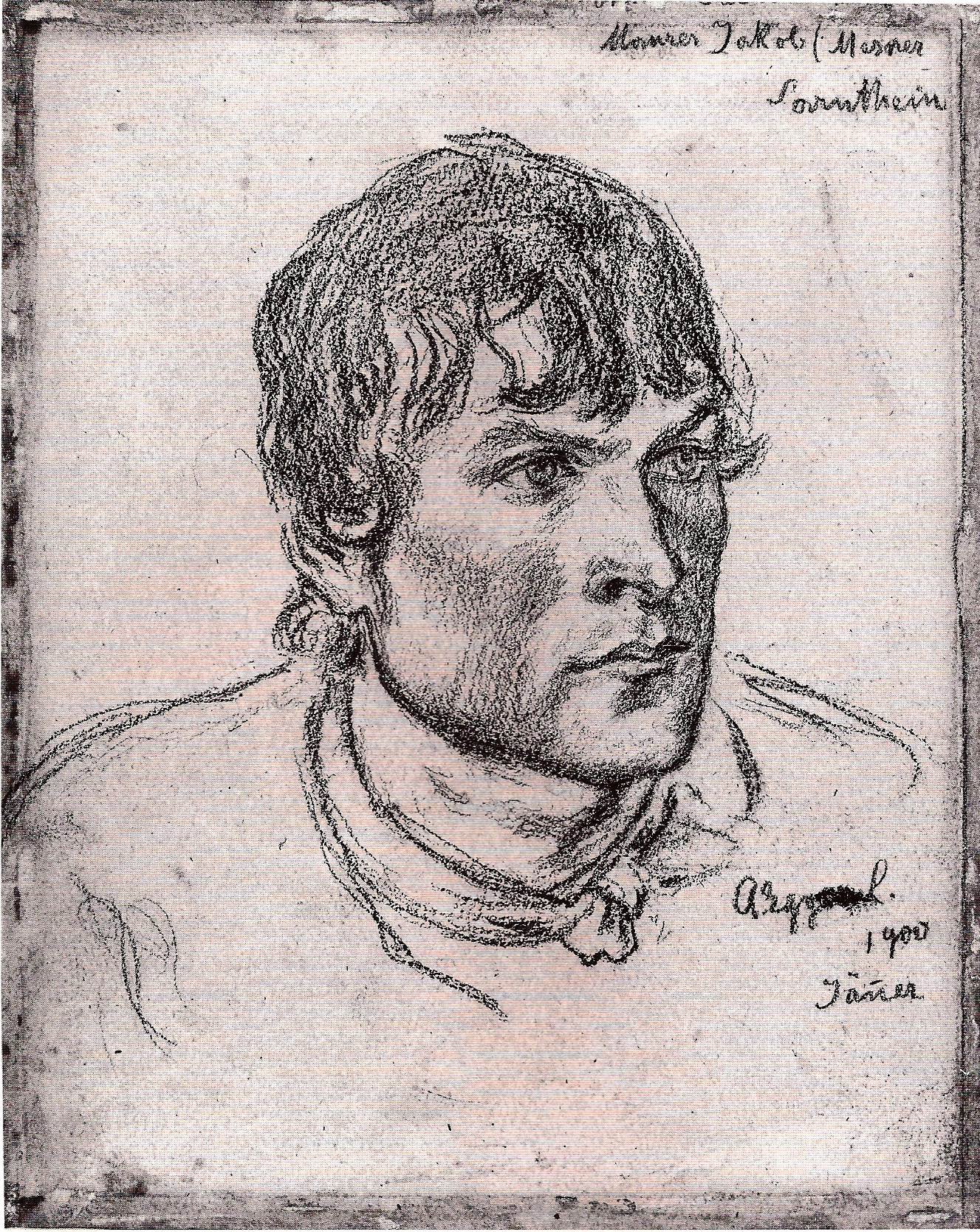 Head of a Young Man (study for the „cross“) (1900) - Albin Egger-Lienz Tablo