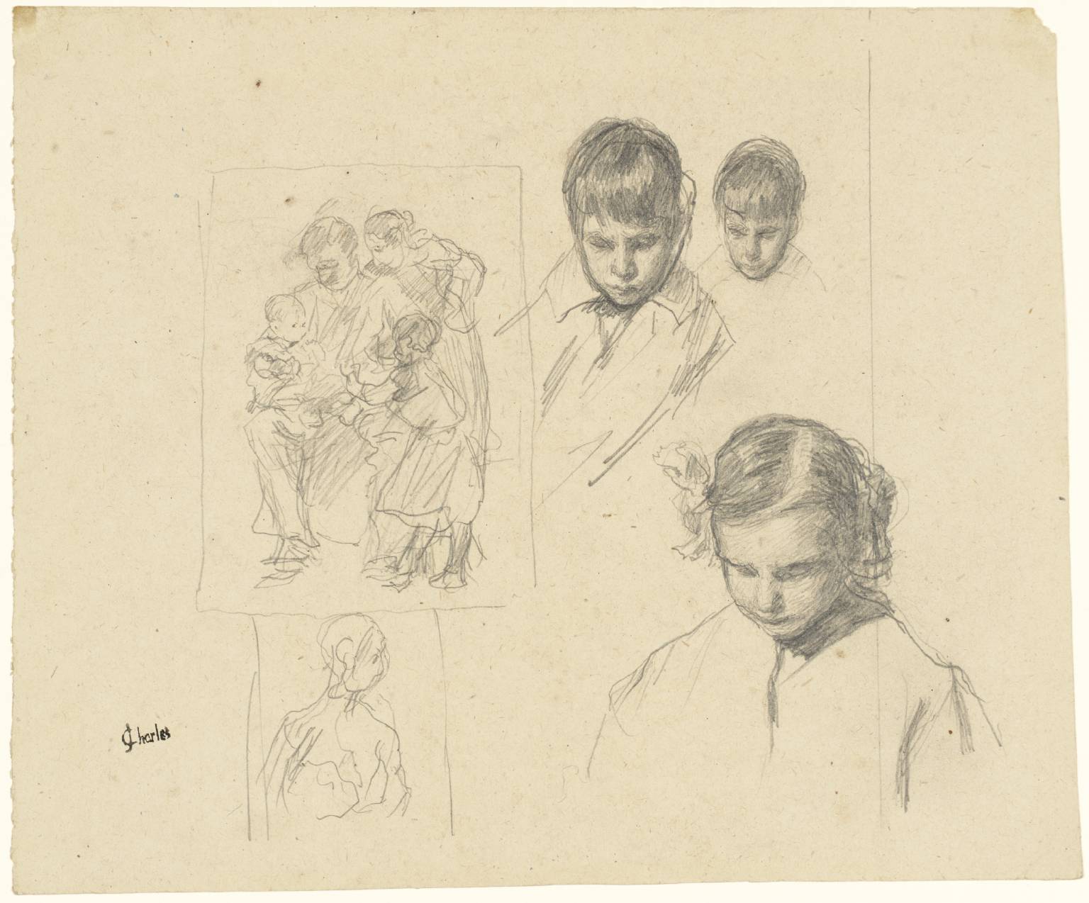Heads Children and a Family Group (1900) - James Charles Tablo