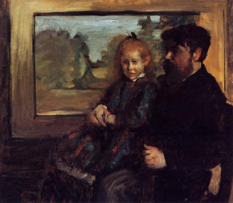 Henri Rouart and His Daughter Helene (1871) - Edgar Degas Tablo