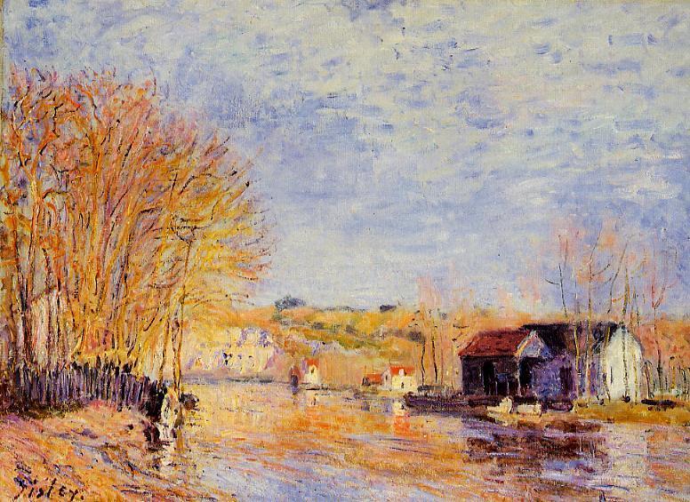 High Waters at Moret sur Loing (1879) - Alfred Sisley Tablo