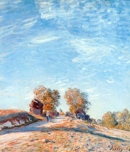 Hill Path in Sunlight (1891) - Alfred Sisley Tablo