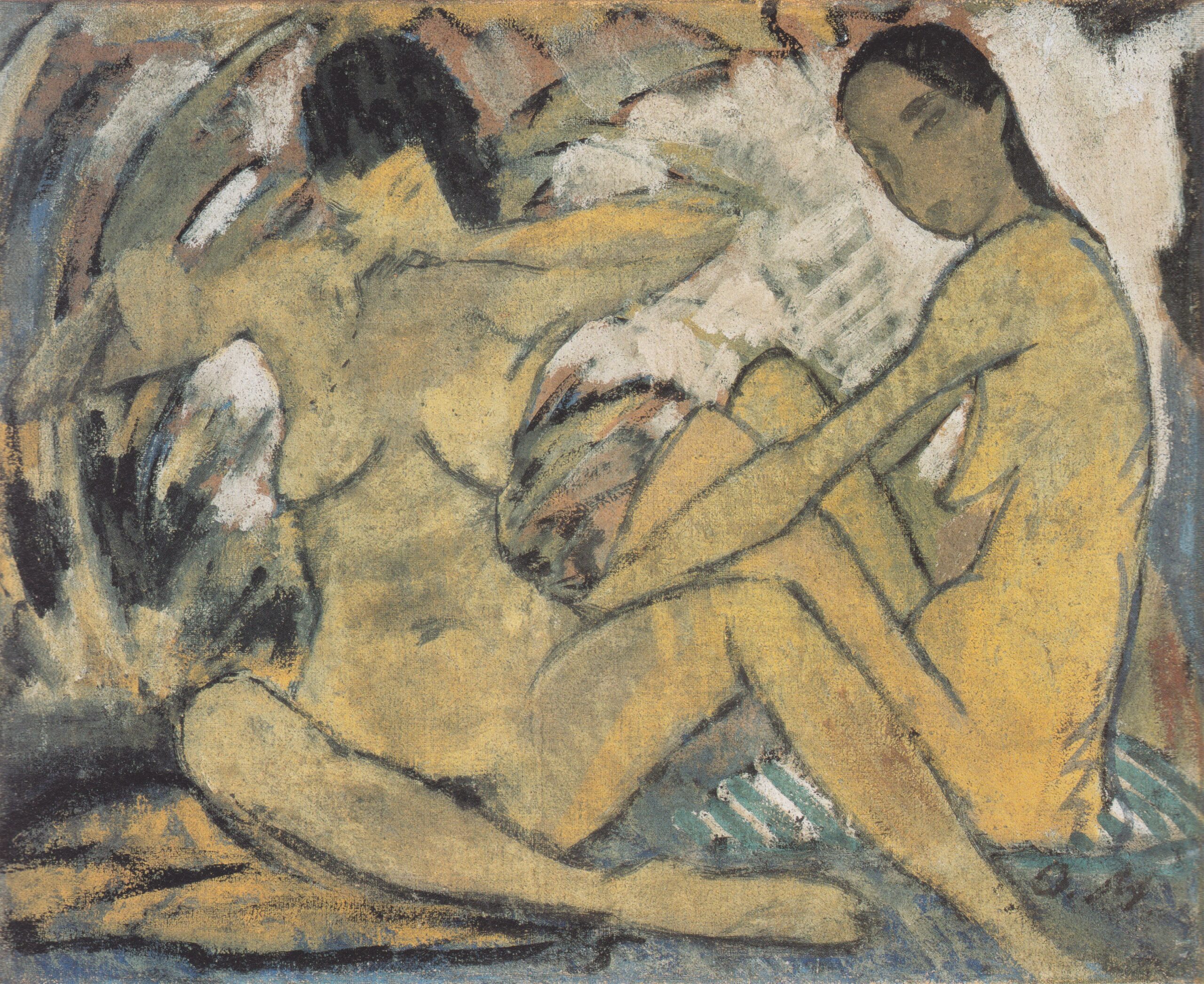 Hockende Mädchen (1914) - Otto Mueller Tablo