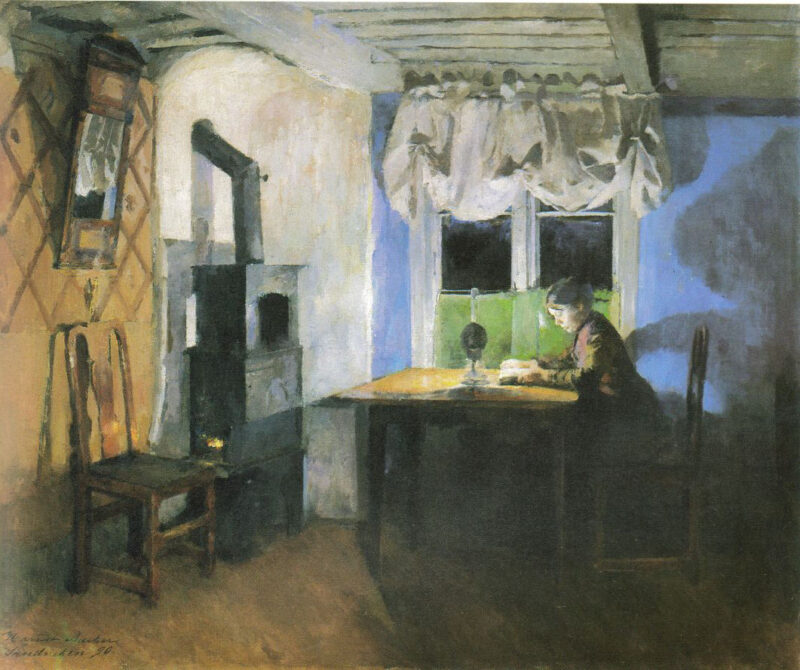 Homework by Lamp Light (1890) - Harriet Backer Tablo