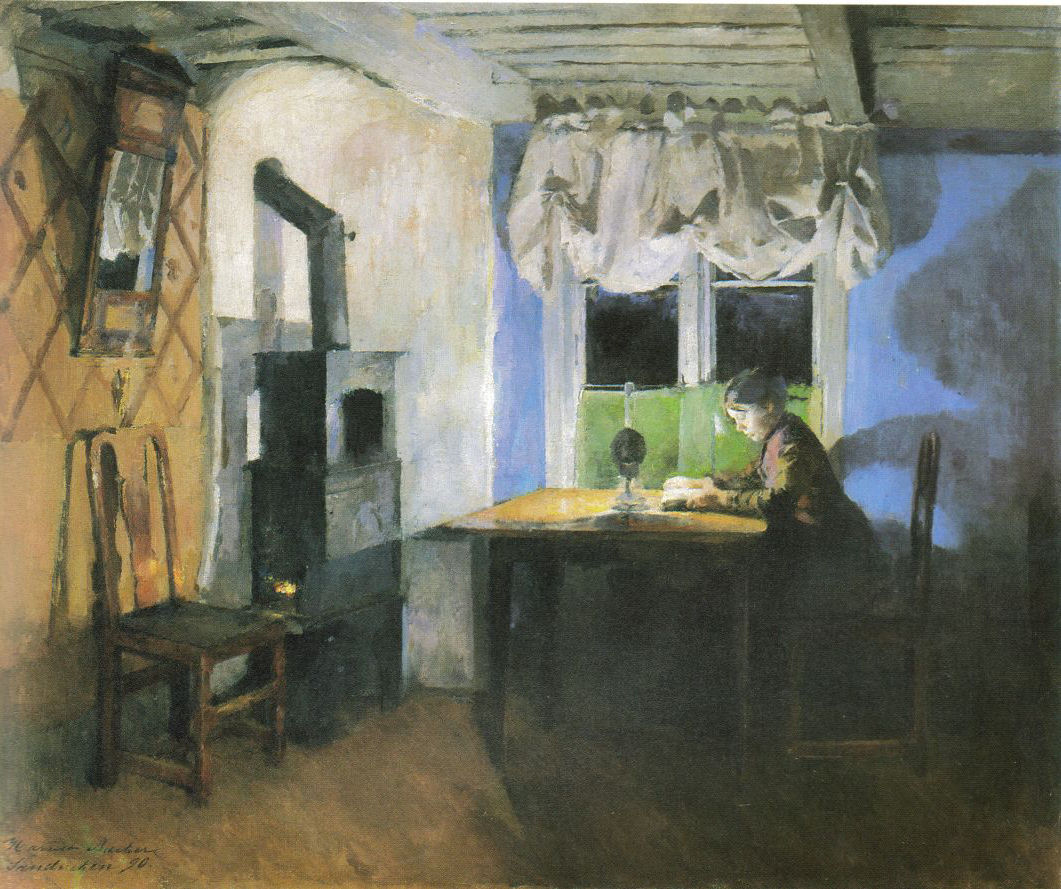 Homework by Lamp Light (1890) - Harriet Backer Tablo