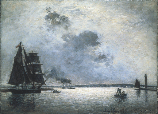 Honfleur, Sunrise at Harbour Entry (1863) - Johan Jongkind Tablo