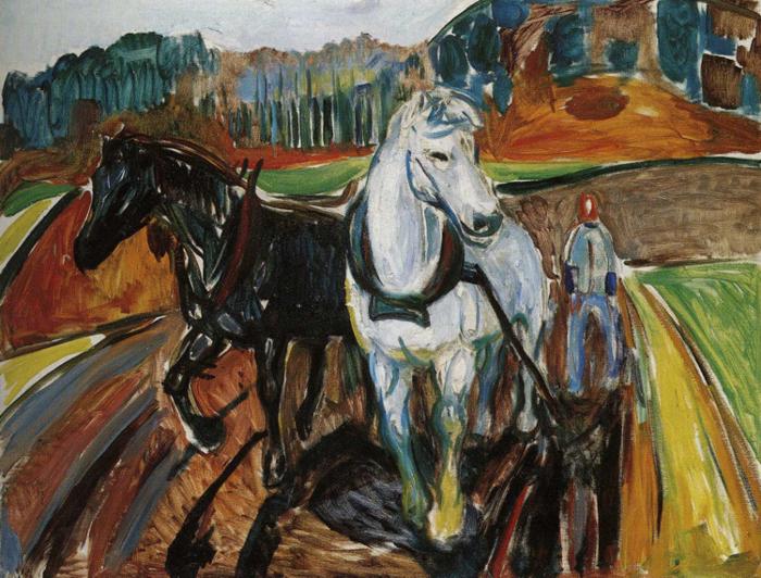 Horse Team (1919) - Edvard Munch Tablo