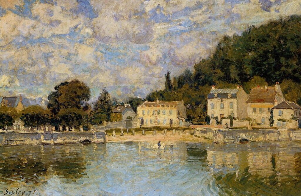 Horses being Watered at Marly le Roi (1875) - Alfred Sisley Tablo