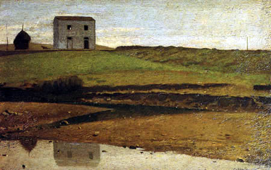 House at the River (1863) - Giuseppe Abbati Tablo