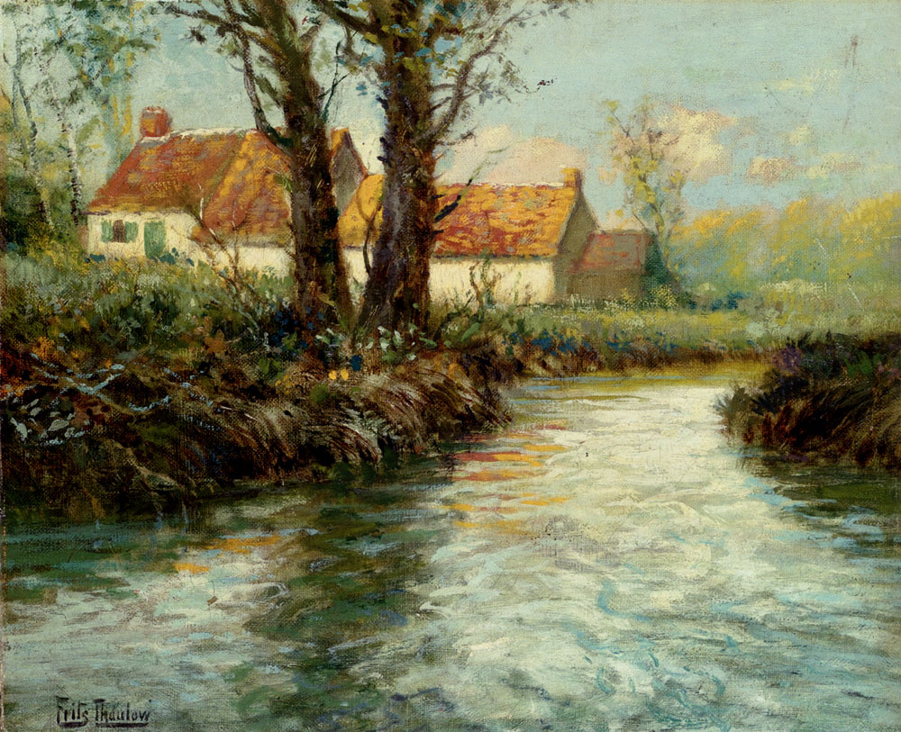 House by yhe Water's Edge - Frits Thaulow Tablo