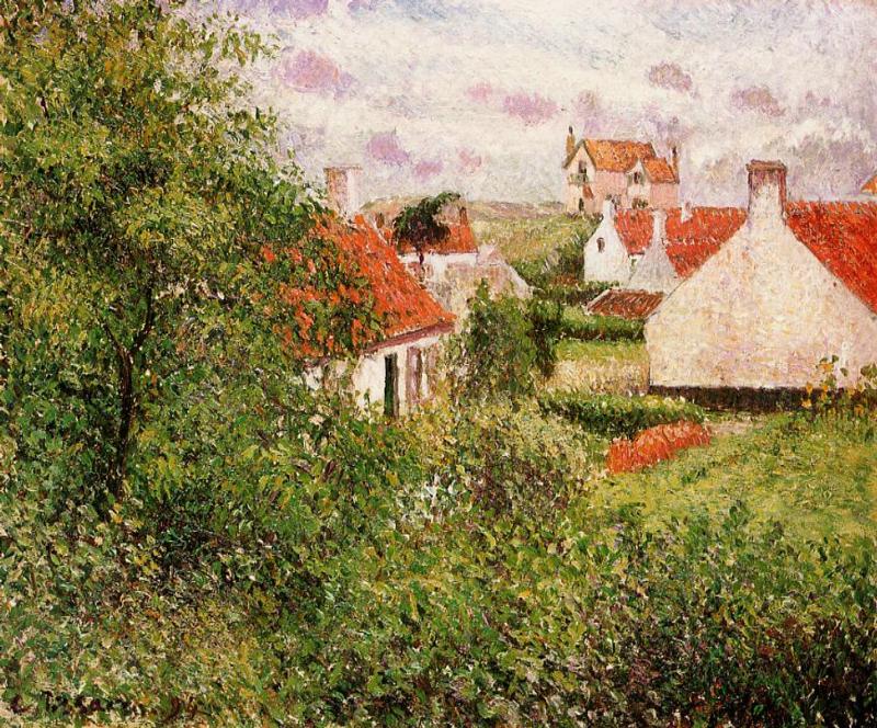 Houses at Knocke, Belgium (1894) - Camille Pissarro Tablo