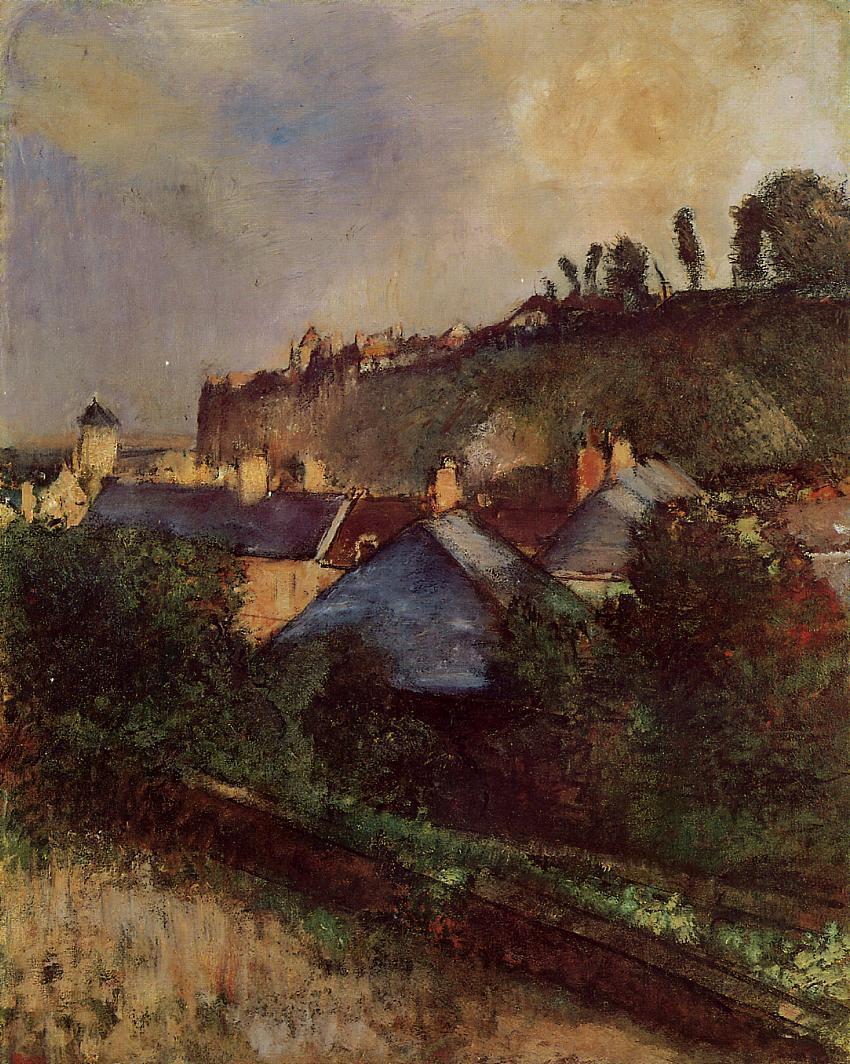Houses at the Foot of a Cliff (Saint Valery sur Somme) (1896) - Edgar Degas Tablo