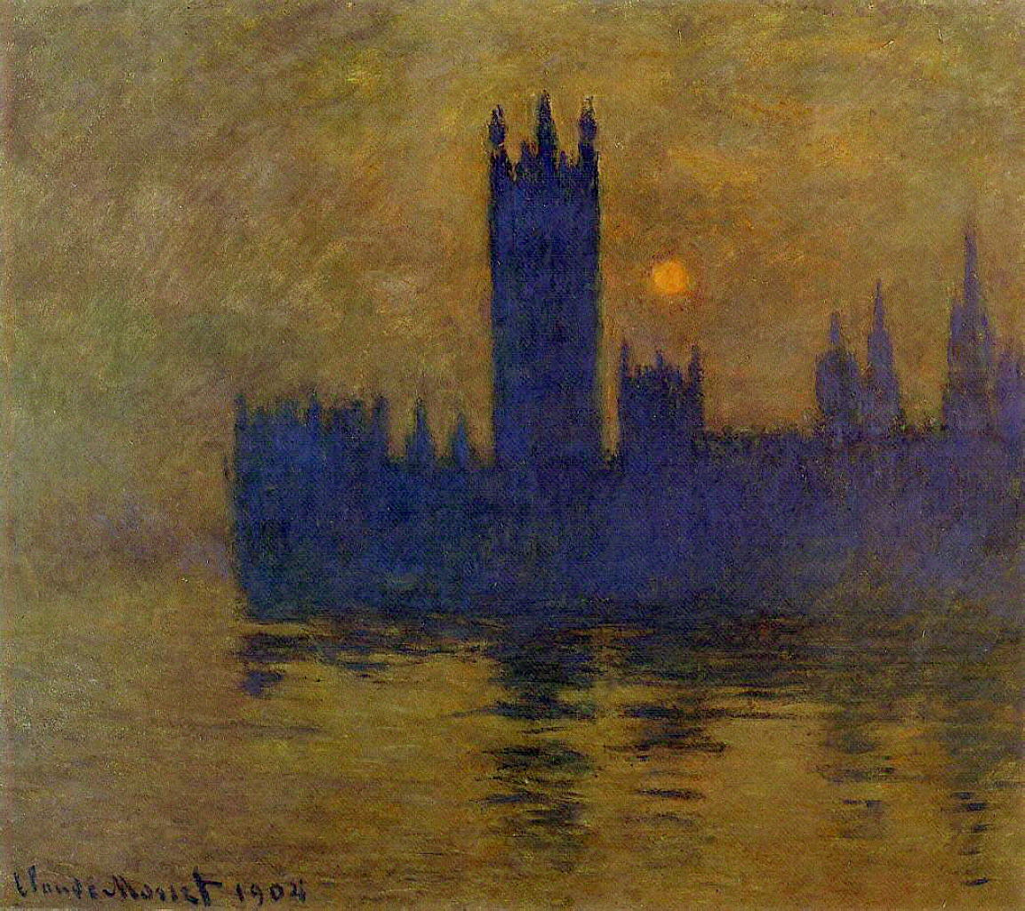 Houses of Parliament, Sunset 02 (1904) - Claude Monet Tablo