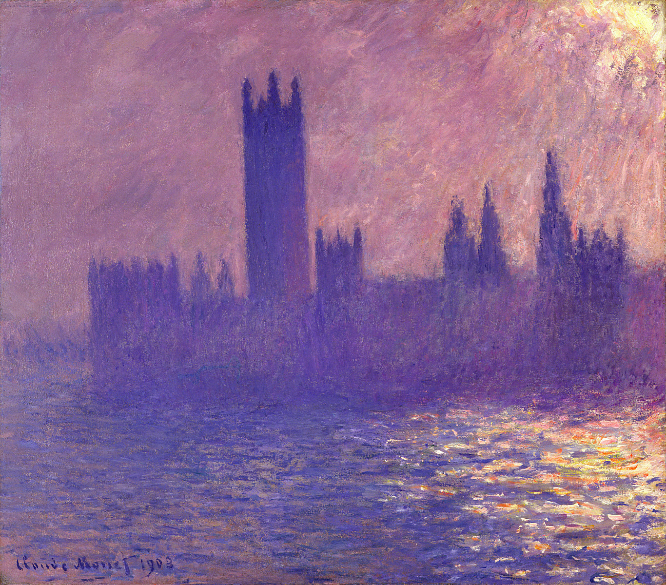 Houses of Parlilament, Sunlight Effect (1900) - Claude Monet Tablo