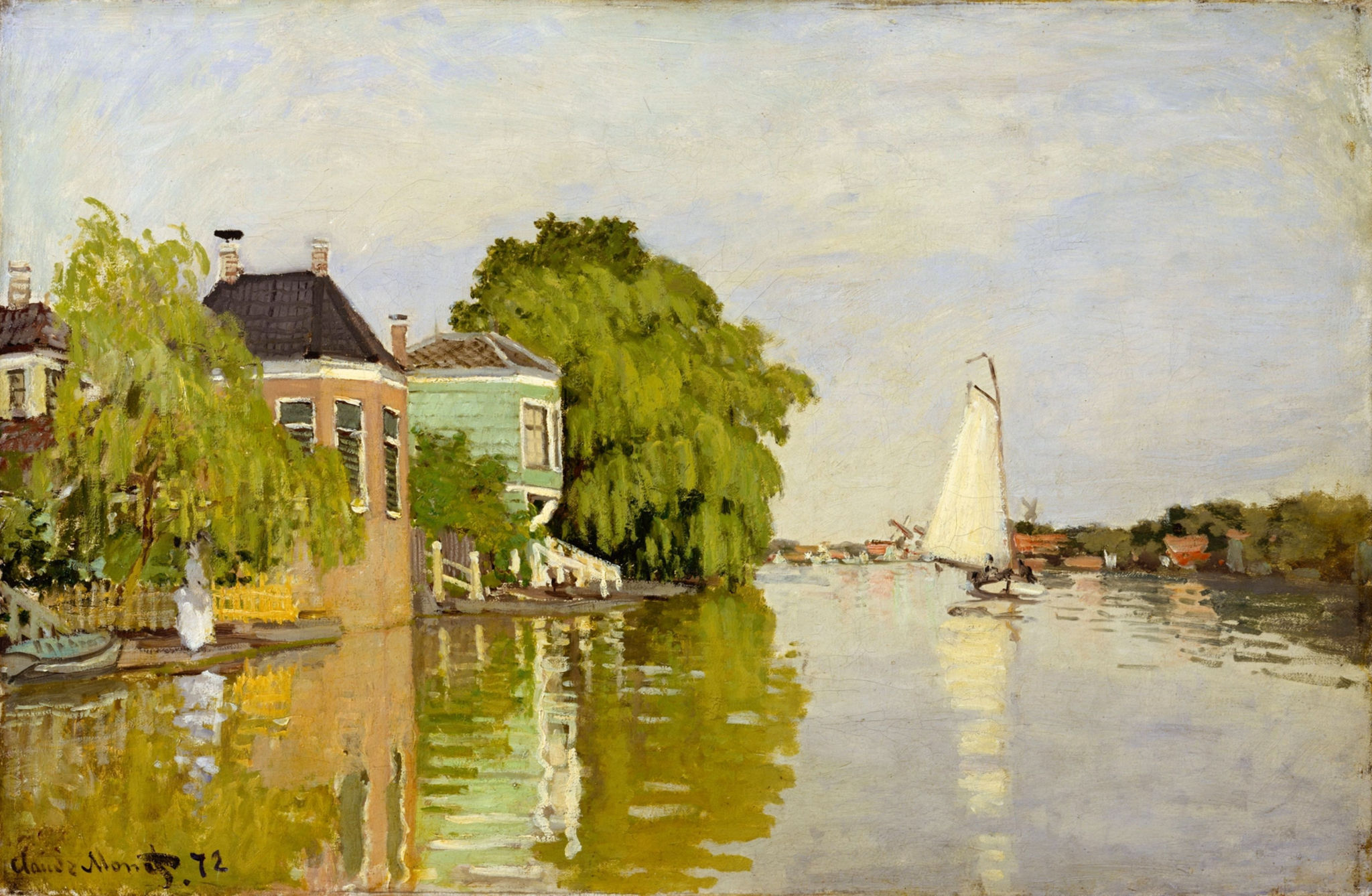 Houses on the Achterzaan (1871) - Claude Monet Tablo