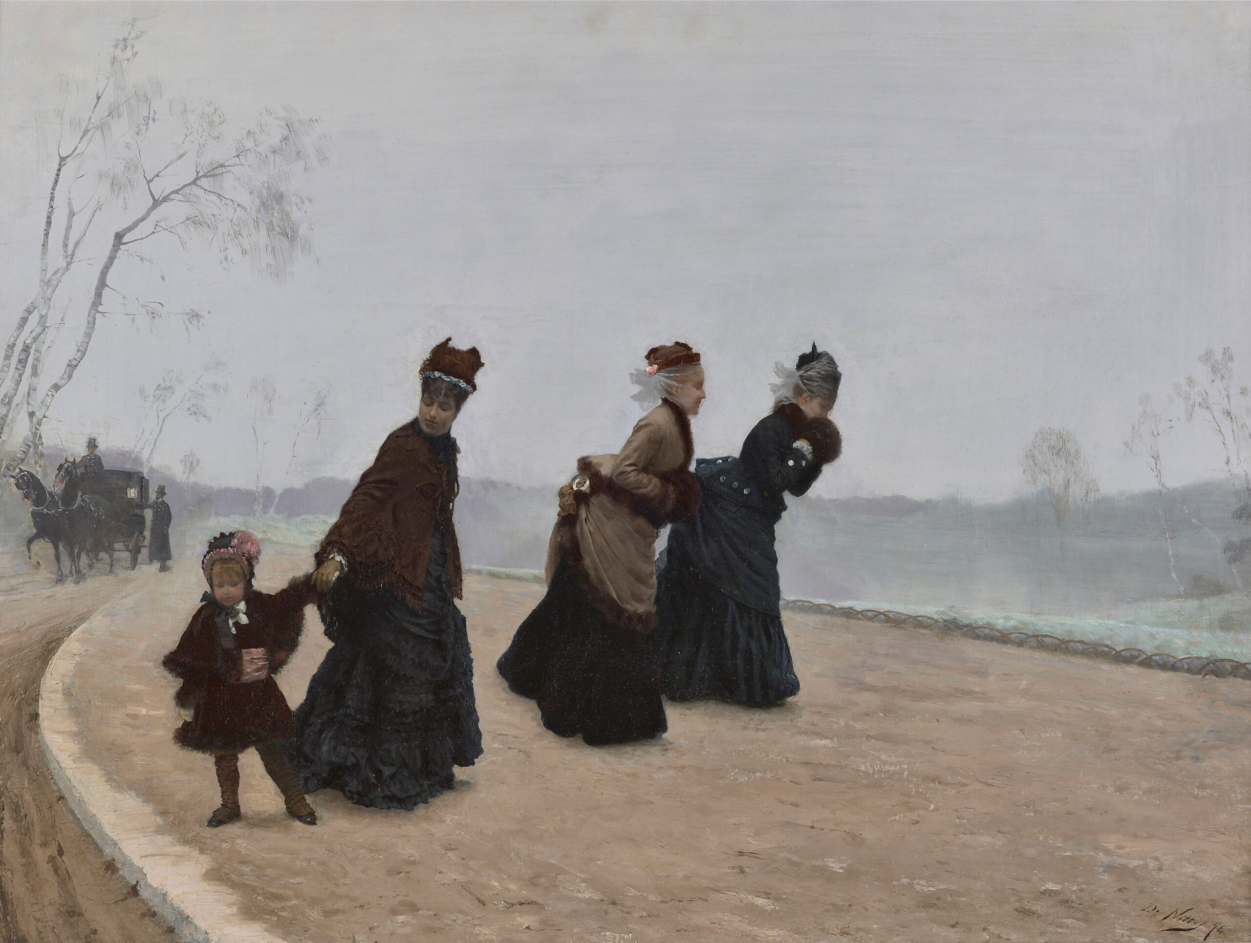 How cold! (1874) - Giuseppe De Nittis Tablo