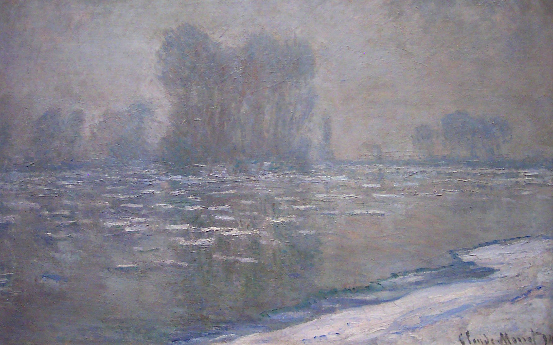 Ice Floes, Misty Morning (1894) - Claude Monet Tablo