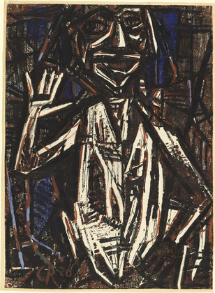 Idol (Torso with Raised Hand) (1921) - Christian Rohlfs Tablo