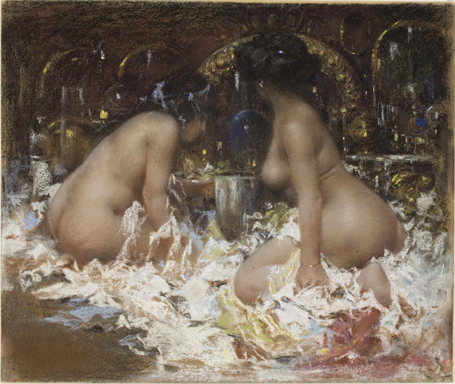 In the Boudoir (1886) - Antonio Mancini Tablo