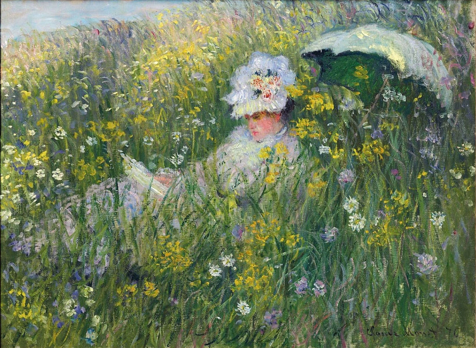 In the Meadow (1876) - Claude Monet Tablo