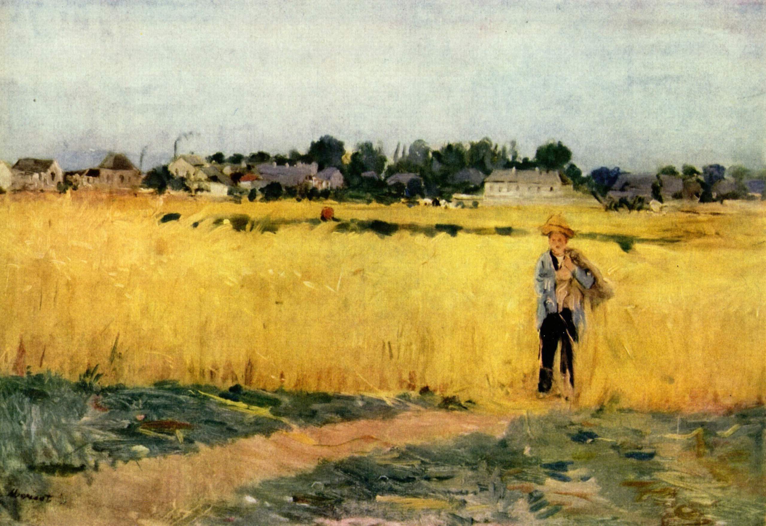 In the Wheatfield at Gennevilliers (1875) - Berthe Morisot Tablo