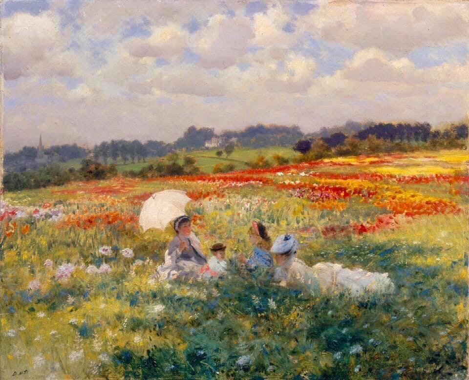 In the fields around London (1875) - Giuseppe De Nittis Tablo