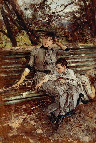 In the garden (Alaide and Ottavio Banti) (1884) - Giovanni Boldini Tablo