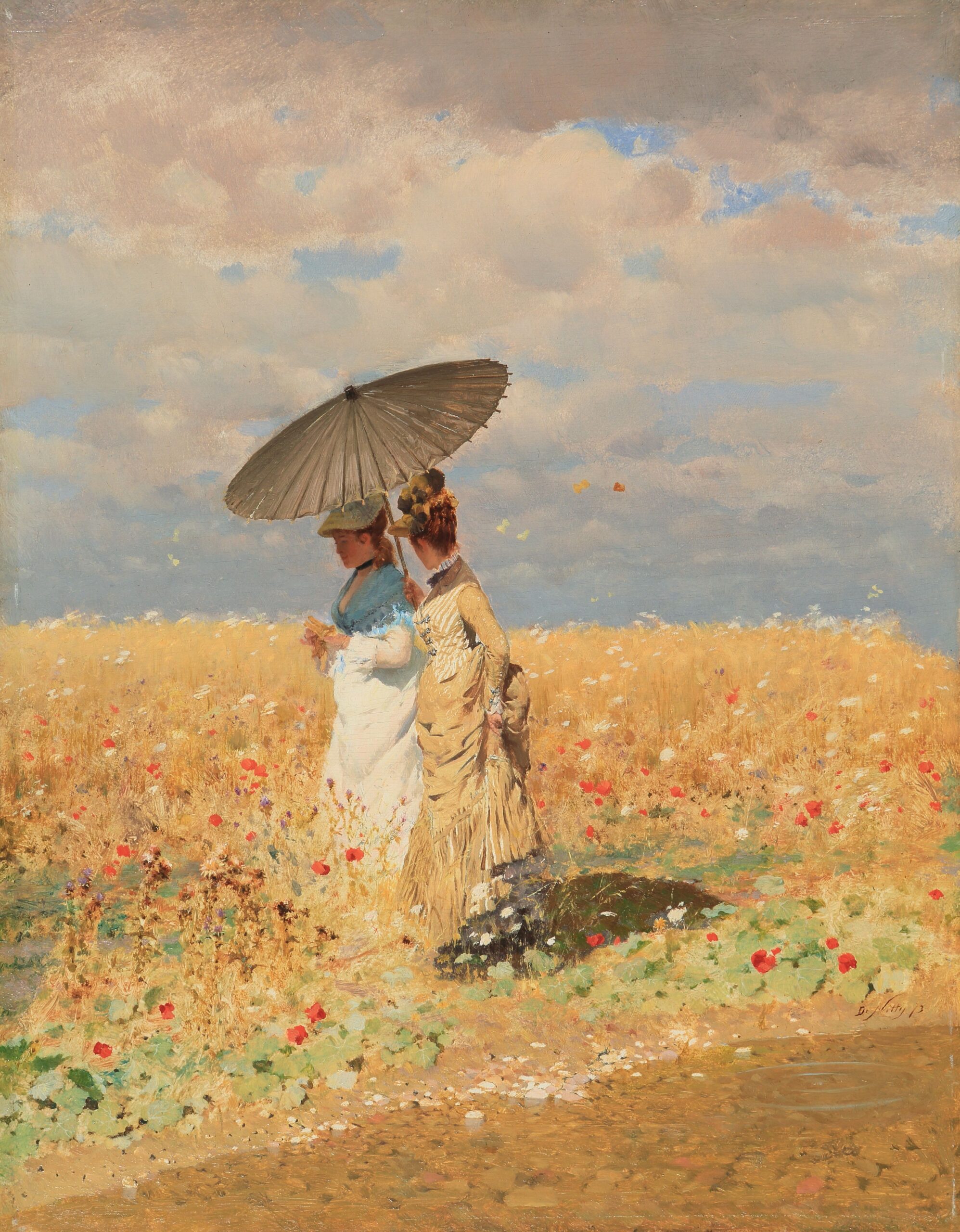 In the wheat fields (1873) - Giuseppe De Nittis Tablo