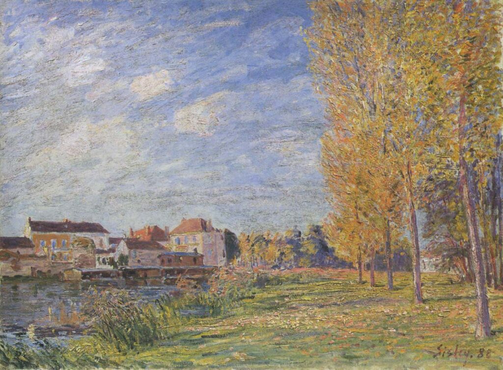 Indian Summer at Moret Sunday Afternoon - Alfred Sisley Tablo