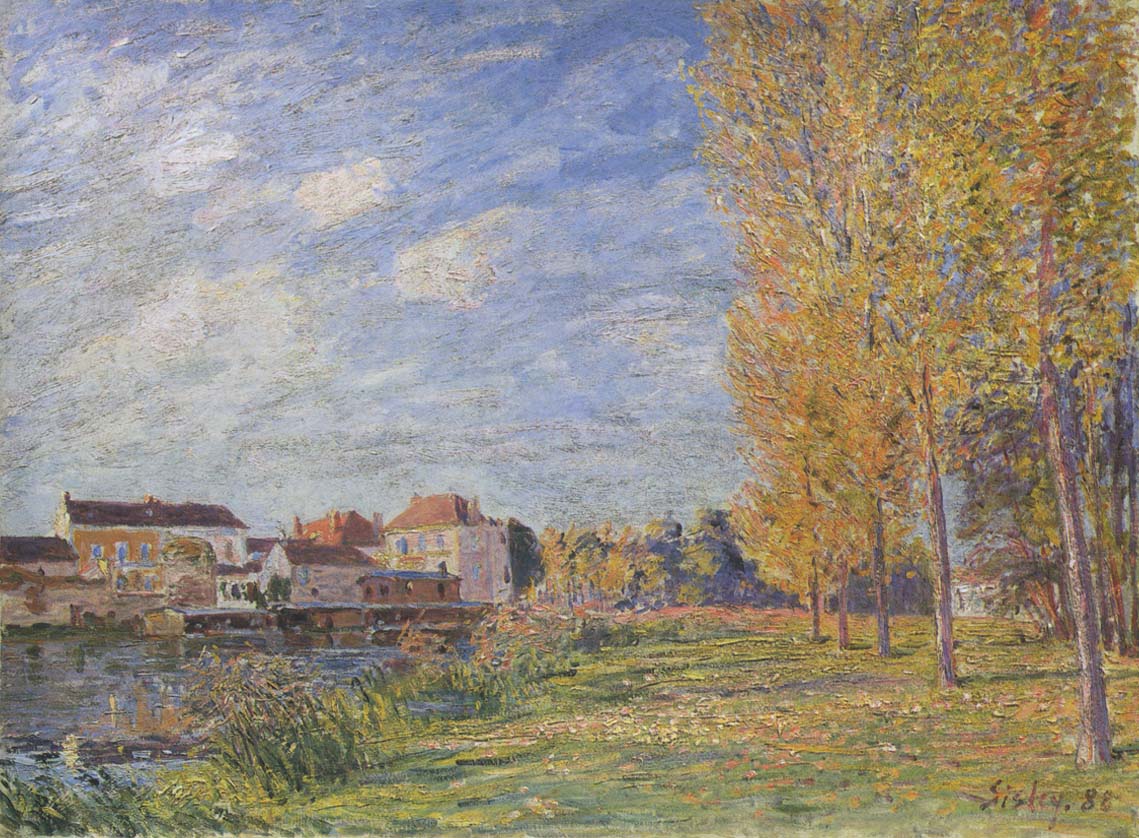 Indian Summer at Moret Sunday Afternoon - Alfred Sisley Tablo