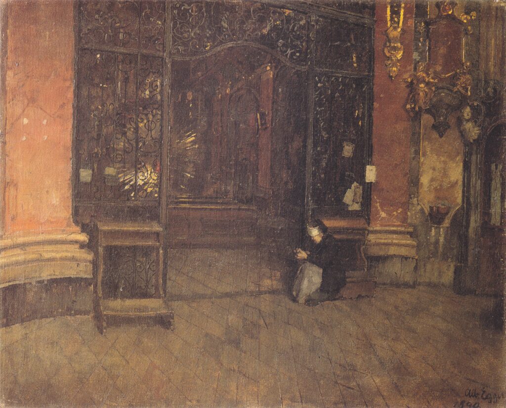 Inneres Der Johanneskirche Zu München (1890) - Albin Egger-Lienz Tablo