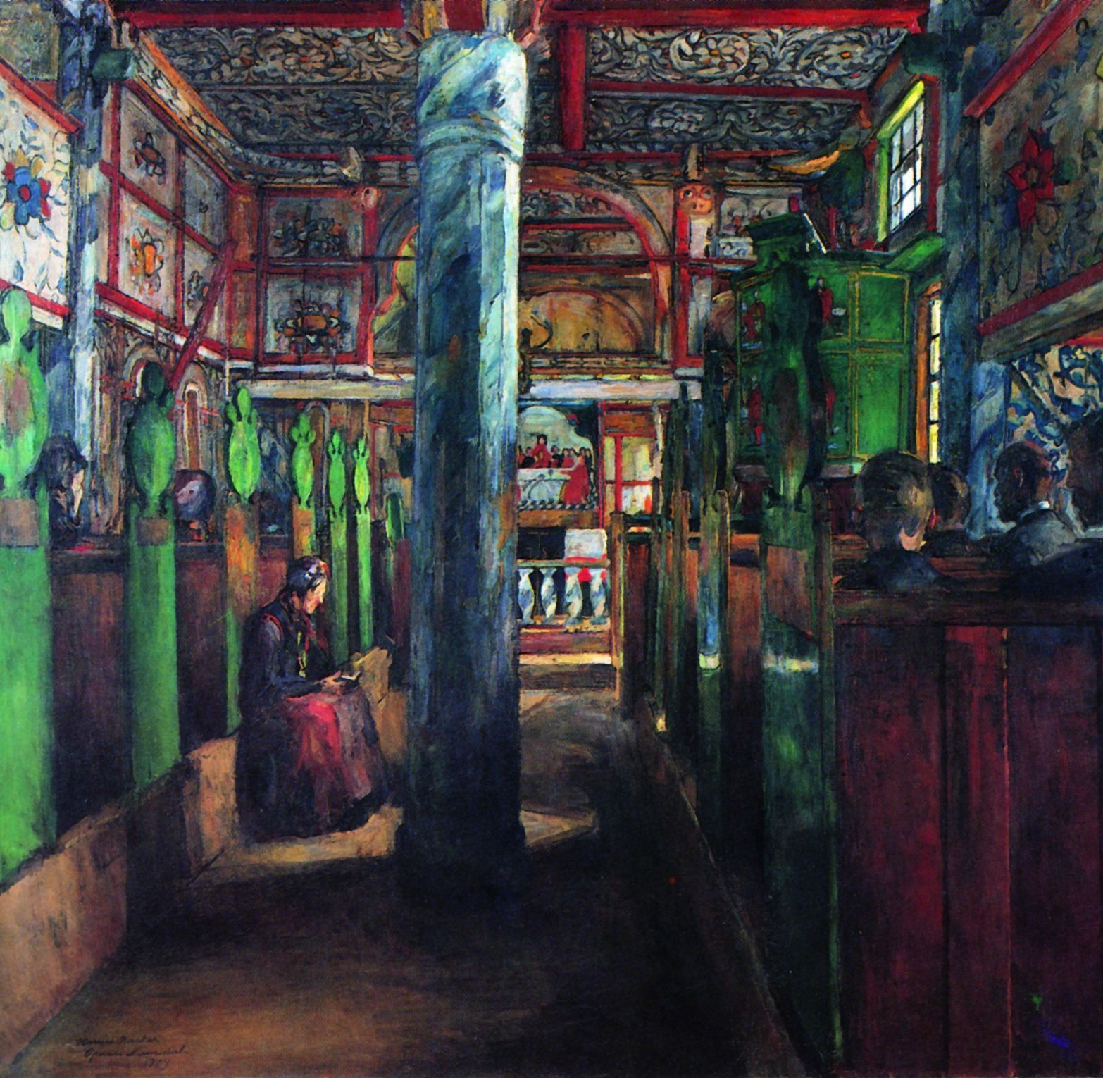 Interior from Uvdal Stave Church (1909) - Harriet Backer Tablo