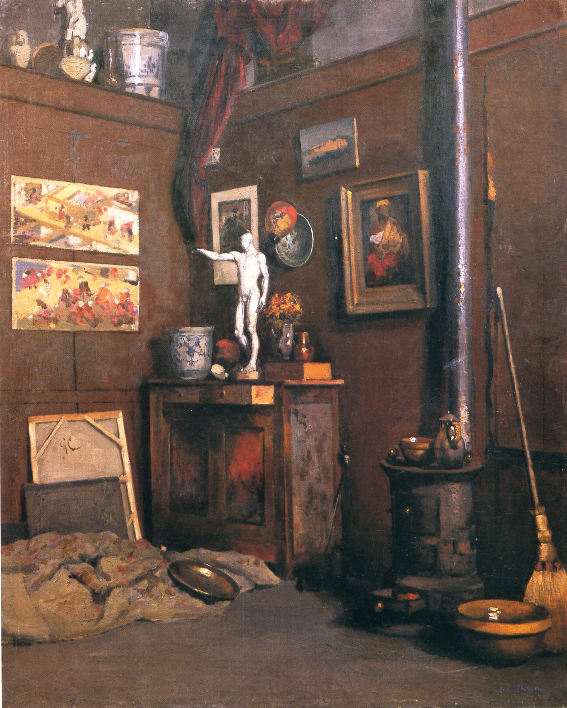 Interior of a Studio (1872) - Gustave Caillebotte Tablo