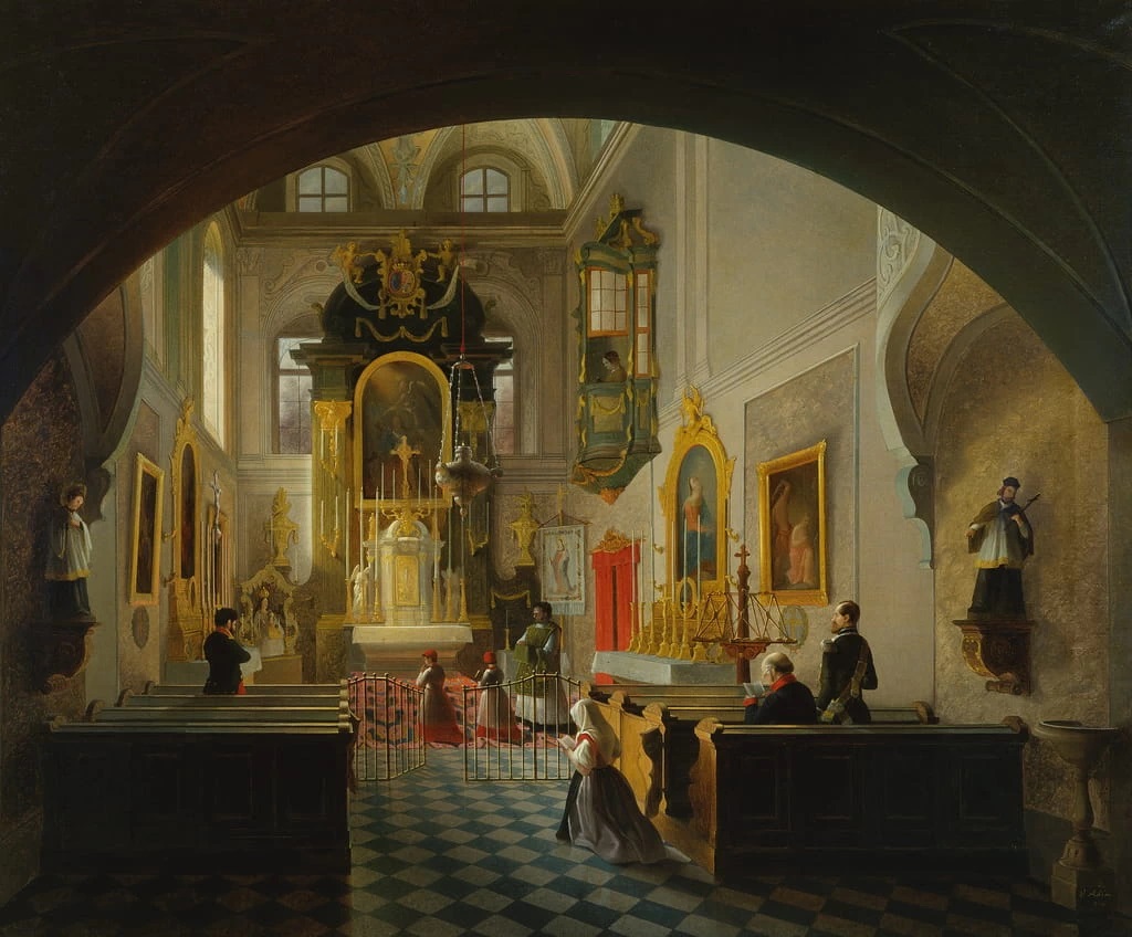 Interior of a chapel (1854) - Giuseppe Abbati Tablo