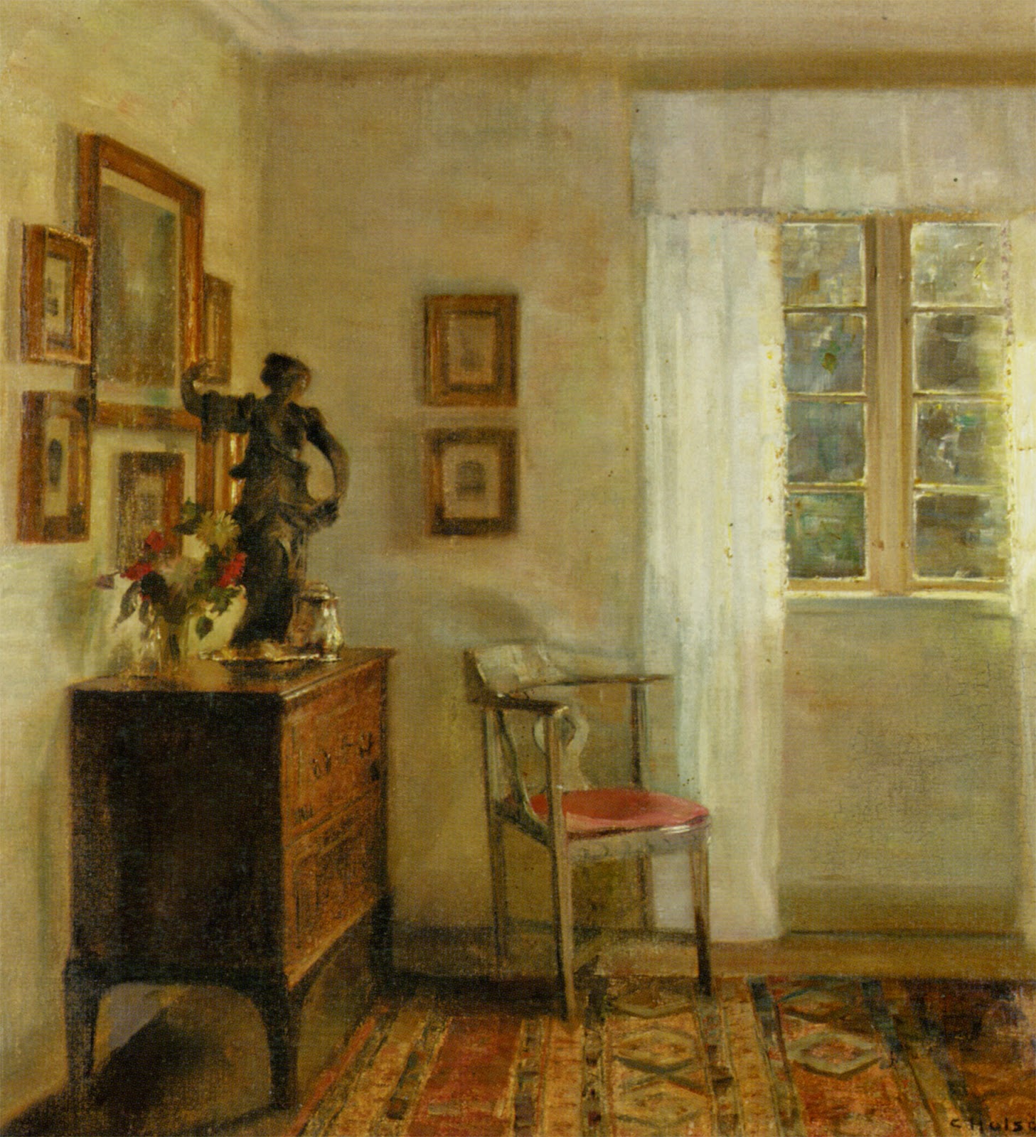 Interior with Bureau - Carl Holsøe Tablo