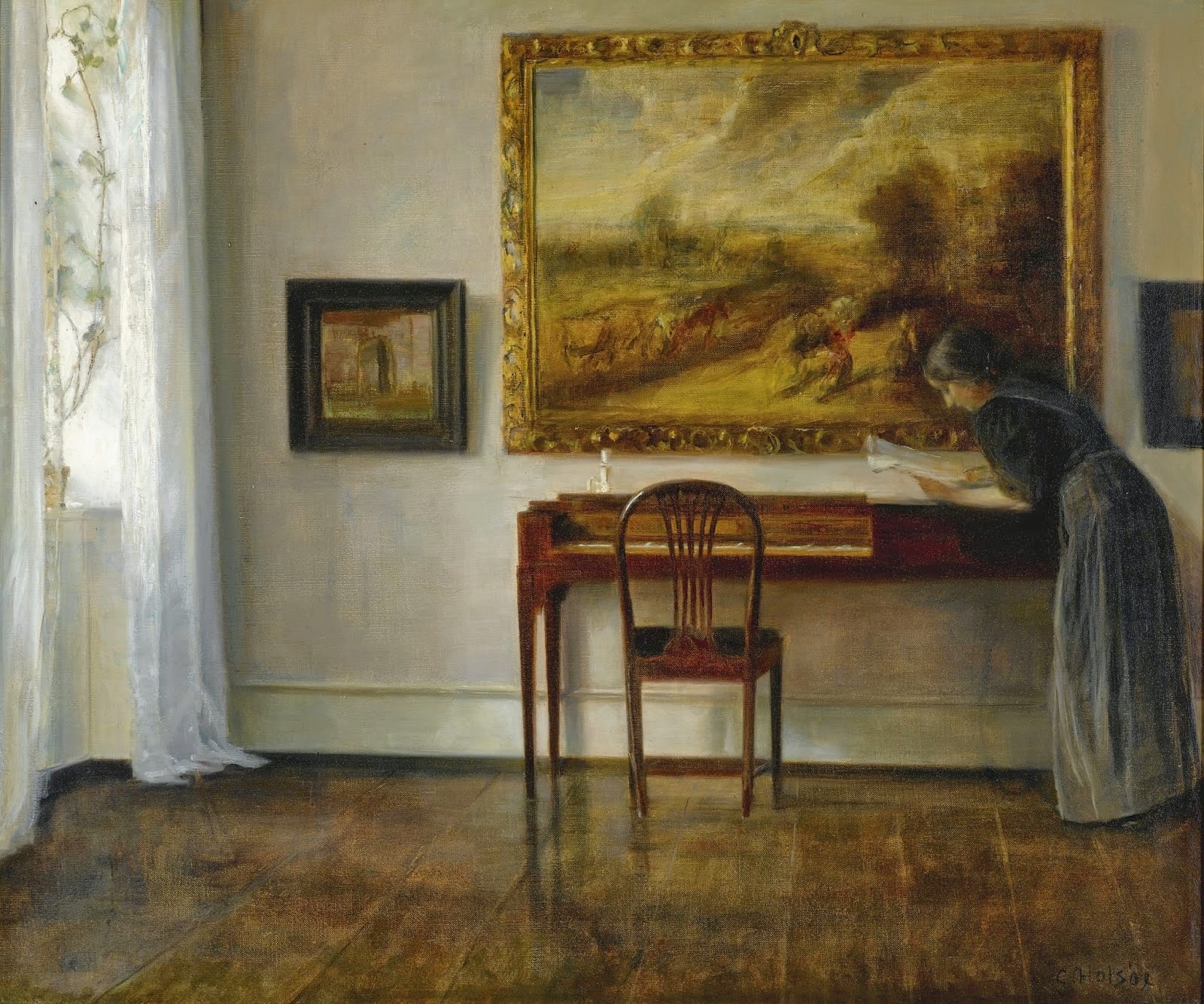 Interior with Painting - Carl Holsøe Tablo