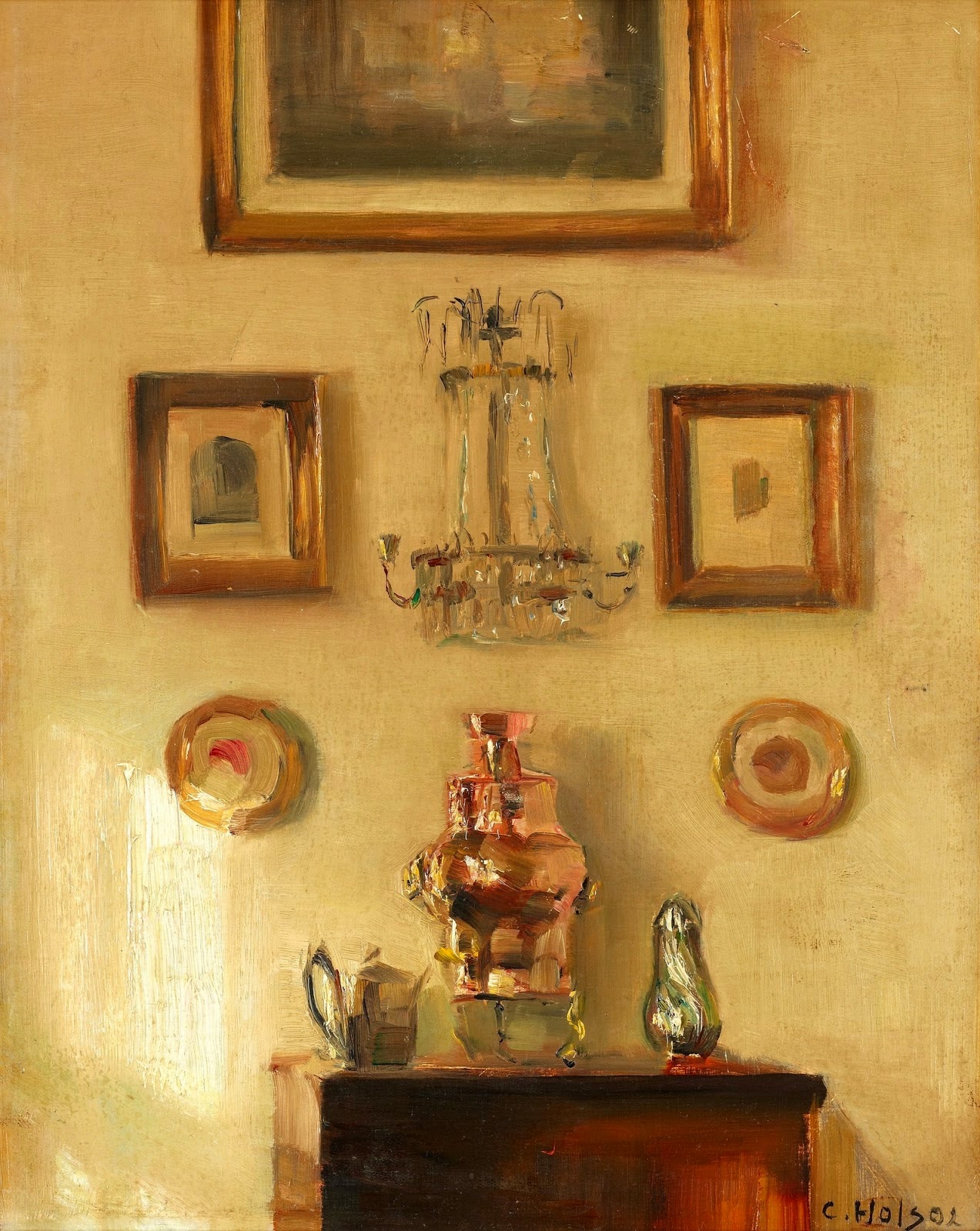 Interior with Samovar - Carl Holsøe Tablo