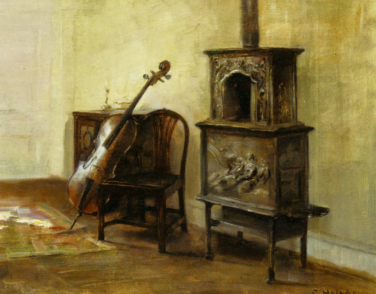 Interior with a Cello - Carl Holsøe Tablo
