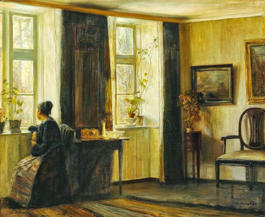 Interior with the Artist's Wife at the Window - Carl Holsøe Tablo