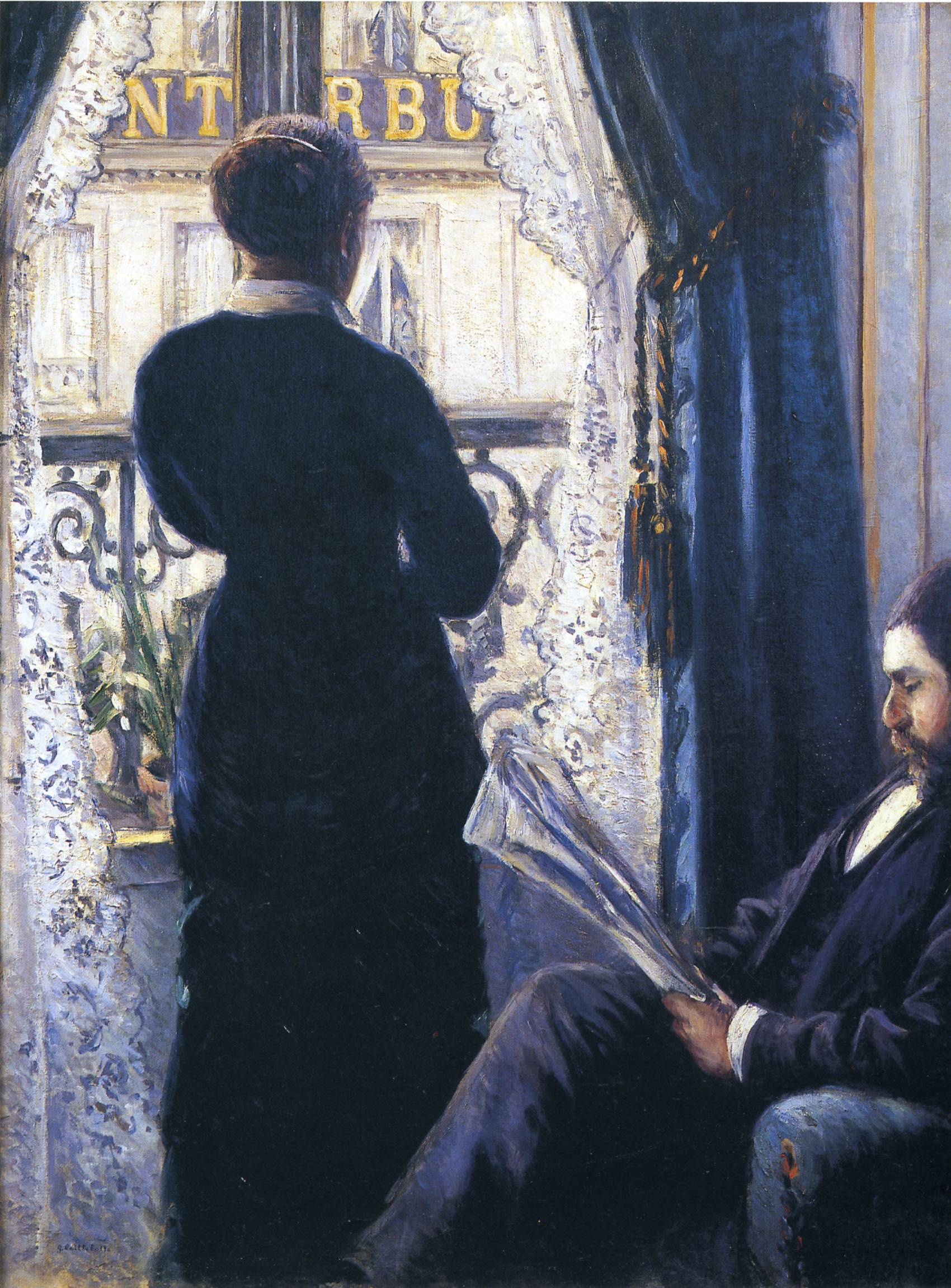 Interior, Woman at the Window (1880) - Gustave Caillebotte Tablo
